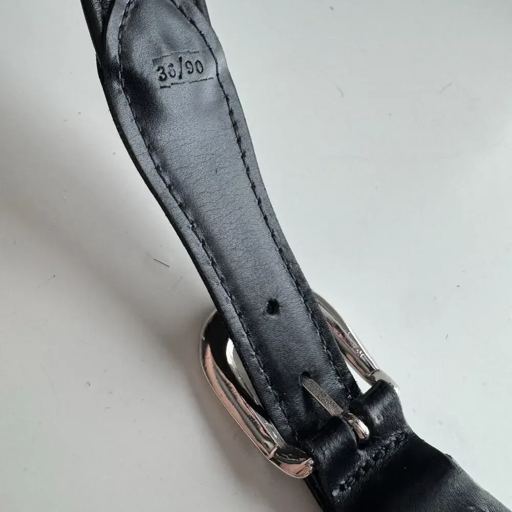 YRI Embroidered Canvas & Leather Ribbon Golf Belt The Quarry Size 36 Blue